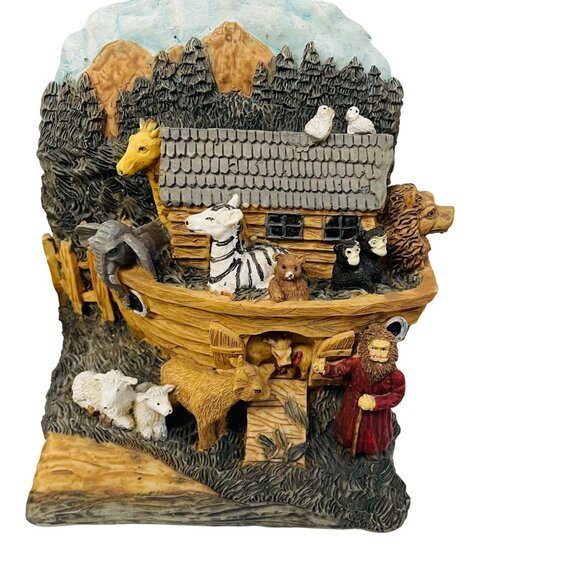 Noahs Ark Nursery Bookends Childs Decor Anima; Religious Carved Library Resin 6. - Picture 7 of 7